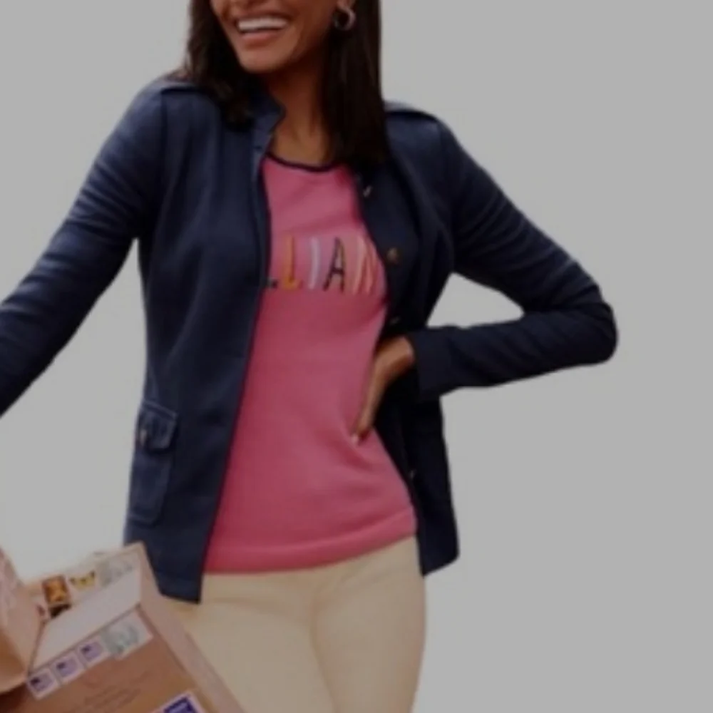 Talbots Knit Band Jacket Eggplant - Picture 9 of 16